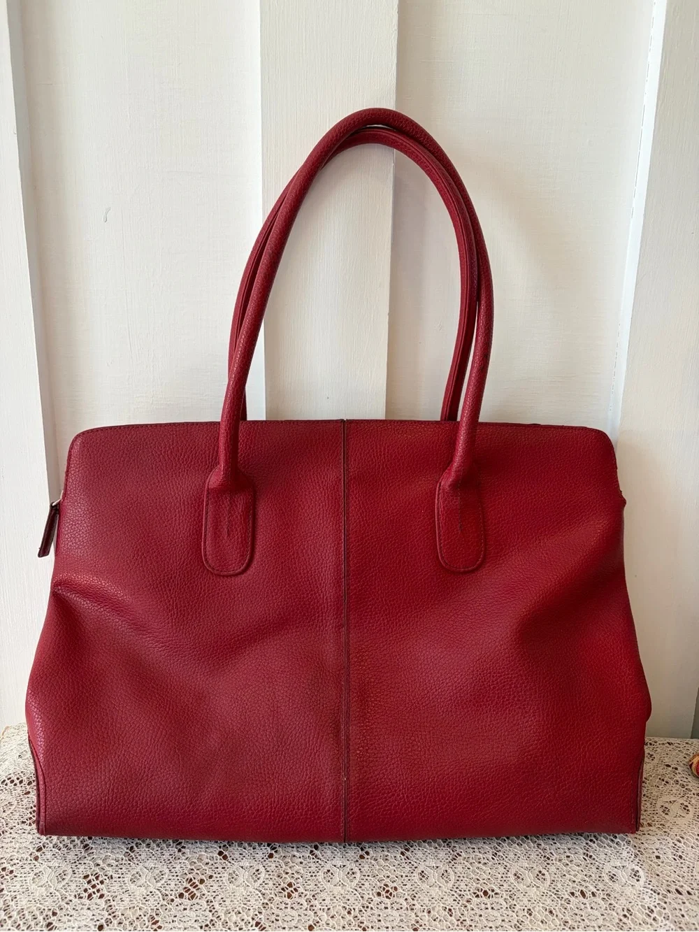 Tod’s Red Pebbled Leather Tote Style Bag